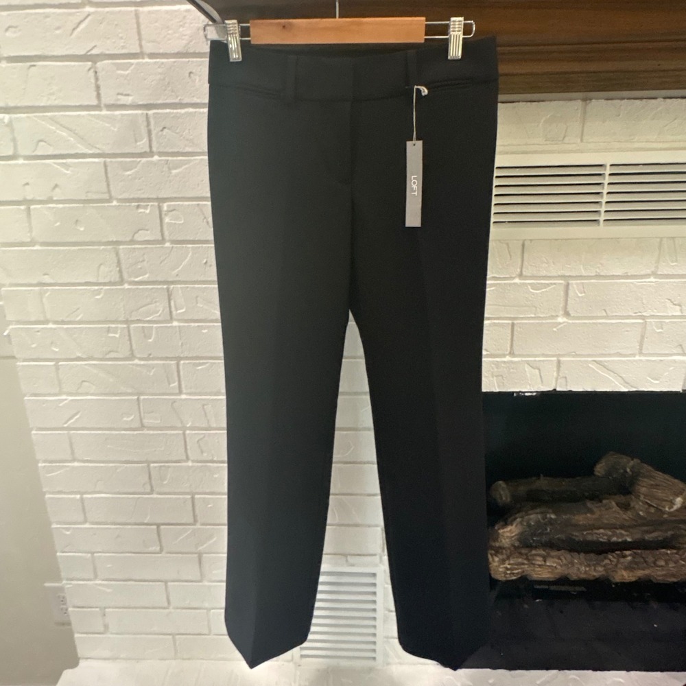 NEW Loft Trouser Black Straight Leg Pants Size 4 Petite